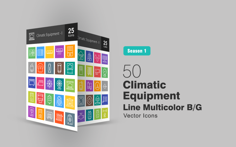 50 Climatic Equipment Line Multicolor B / G Icon Set