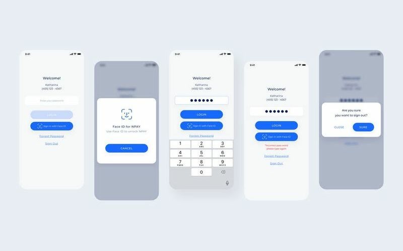 Elementos de IU de login de novo login