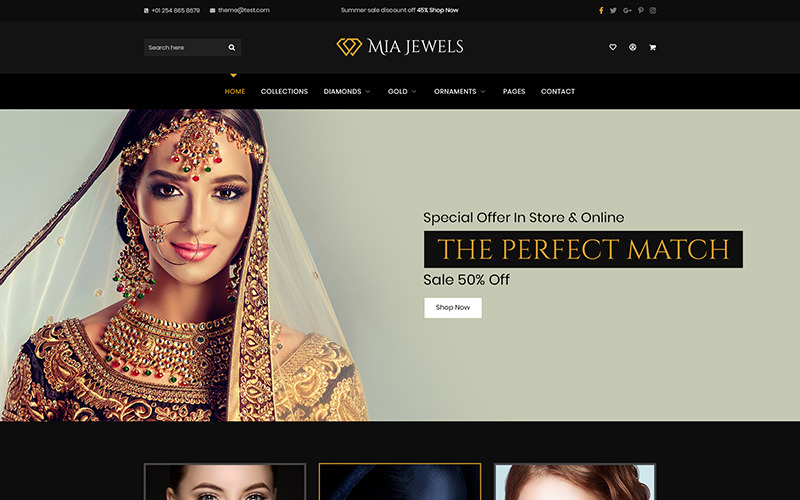 Mia Jewellery - Modello PSD per e-commerce di gioielli