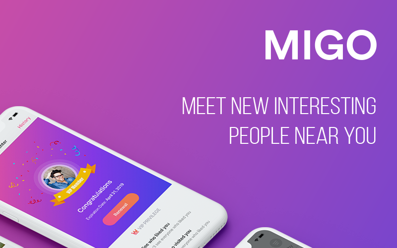 MIGO Dating - Elemente der Benutzeroberfläche für mobile Apps