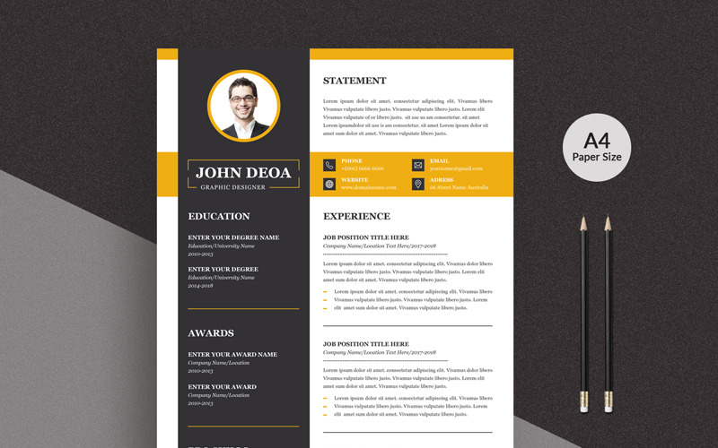 Modèle de CV moderne de 3 pages de John