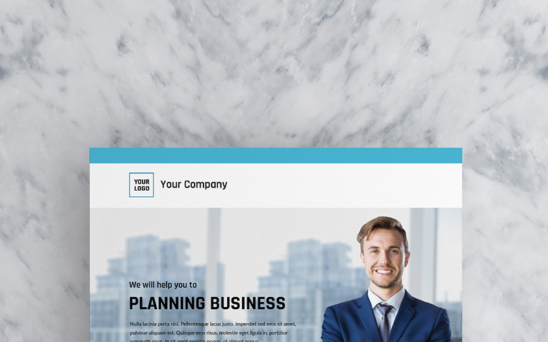 Плоский синій бізнес Флаєр - фірмовий стиль шаблону