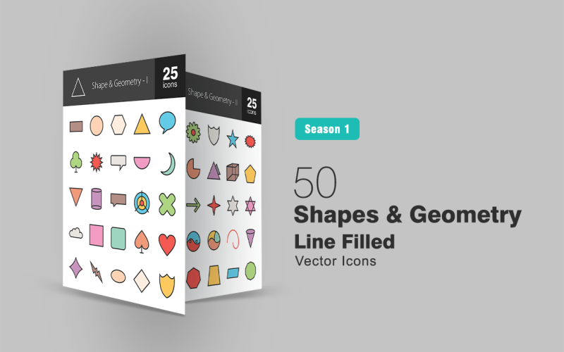 Download Набор иконок "50 Shapes & Geometry Filled Line Icon Set" / 50 Shapes & Geometry Filled Line Icon Set - Набор иконок на тему графика shapes icon geometry rectangle mathematical signs square circle triangle line cylinder bubble cloud diamond lightning arrow star cube cone iconbunny