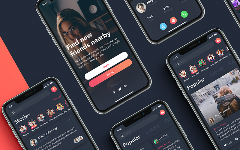 Zingo Social - Elemente der Benutzeroberfläche für mobile Apps
