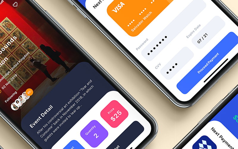Baryum - Éléments de l'interface utilisateur de l'application mobile