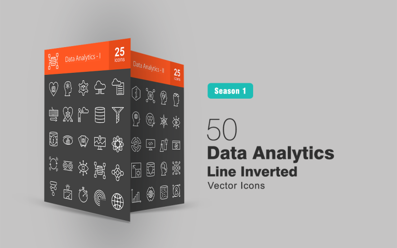 Download Набор иконок "50 Data Analytics Line Inverted Icon Set" / 50 Data Analytics Line Inverted Icon Set - Набор иконок на тему графика data,icon,analysis,computing,solutions,cloud,architecture,reporting,engineering,filtering,information,research,programming,system,transformation,warehouse,design,algorithm,detection,forecasti