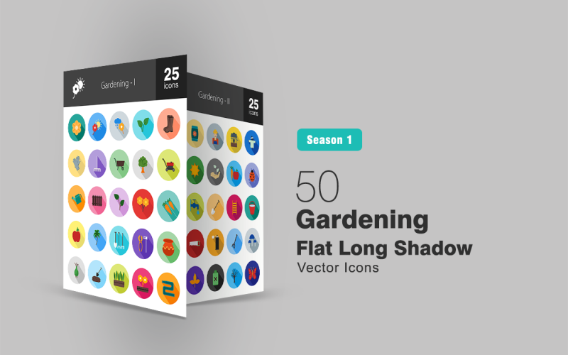 Download Набор иконок "50 Gardening Flat Long Shadow Icon Set" / 50 Gardening Flat Long Shadow Icon Set - Набор иконок на тему графика gardening icon planting plantation flower leaves trees lawn water fence plant fruits vegetables pesticide insect shovel gardener farming iconbunny flat