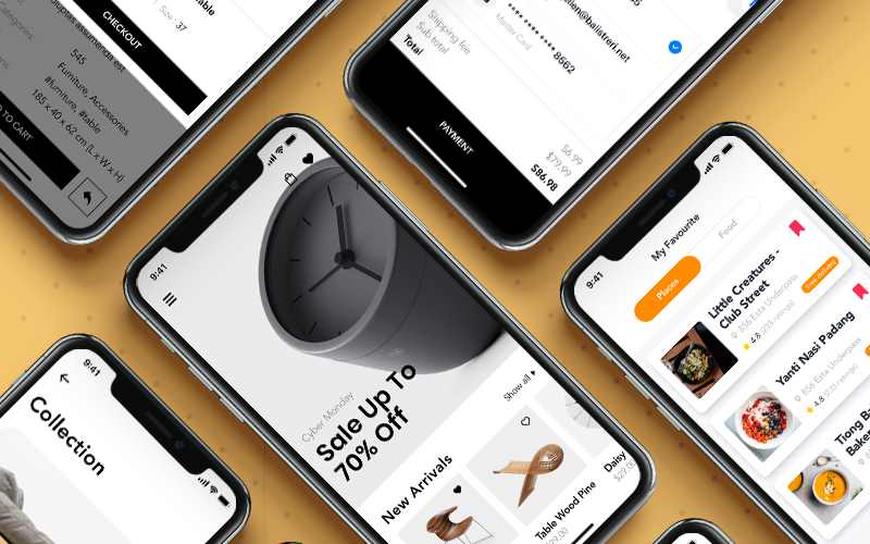 Loza - Mobile App UI-Elemente für Möbelgeschäfte