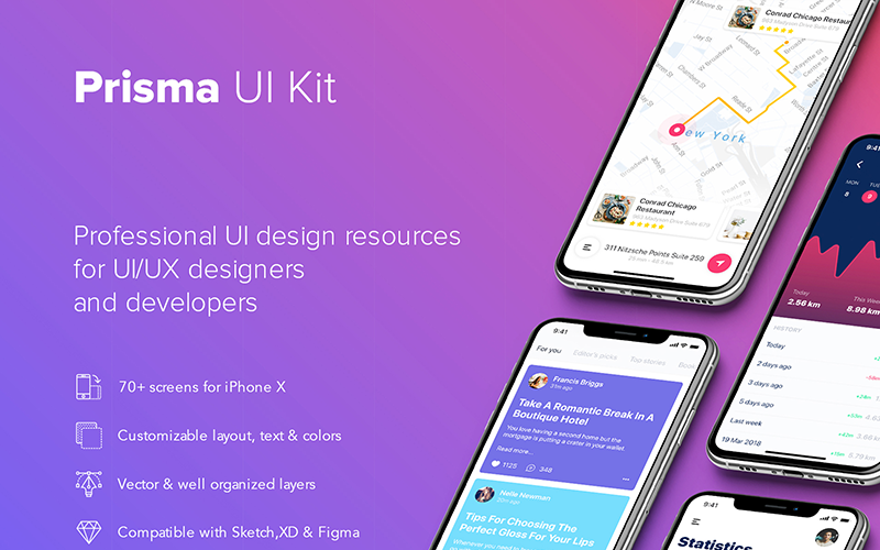 Prisma — elementy interfejsu użytkownika aplikacji mobilnej