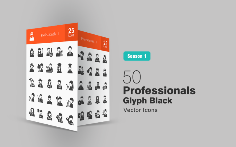 Download Набор иконок "50 Professionals Glyph Icon Set" / 50 Professionals Glyph Icon Set - Набор иконок на тему графика professional icon waiter doctor engineer teacher professor maid pilot driver worker student farmer chef policeman painter singer artist iconbunny flat