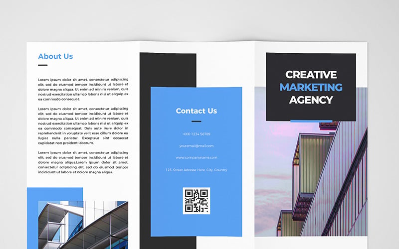 Brochura criativa tripla com 2 estilos de cores - modelo de identidade corporativa
