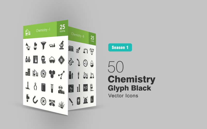 Download Набор иконок "50 Chemistry Glyph Icon Set" / 50 Chemistry Glyph Icon Set - Набор иконок на тему графика chemistry,icon,science,chemical,flask,funnel,microscope,poisonous,oxygen,mask,goggles,hazard,experiment,atom,structure,molecule,burner,tongs,beaker,scientist