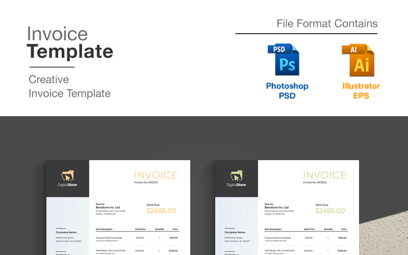 Download Фирменный стиль "Creative Invoice - Corporate Identity Template" / Creative Invoice - Corporate Identity Template - Фирменный стиль на тему графика ms,word,invoice,template,corporate,psd,clean,creative,receipt,tax,bill,payment,money,account,pay,banking,bank,a4,design,identity