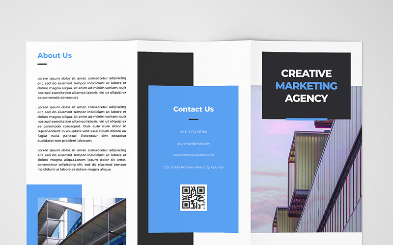 Download Фирменный стиль "Creative Tri-fold Brochure With 2 Color Styles - Corporate Identity Template" / Creative Tri-fold Brochure With 2 Color Styles - Corporate Identity Template - Фирменный стиль на тему графика a4,agency,blue,branding,brochure,template,business,clean,company,concept,corporate,creative,design,logo,marketing,modern,multi,use,multipurpose,photography