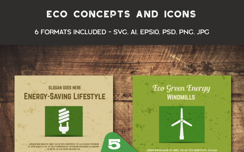Download Иллюстрация "Eco Cards and Icons - Illustration" / Eco Cards and Icons - Illustration - Иллюстрация на тему графика eco natural card icon set template bio green concept vector brochure flyer sticker poster label