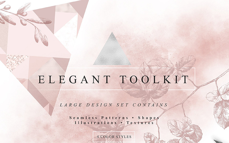 Download Иллюстрация "Elegant Toolkit - Illustration" / Elegant Toolkit - Illustration - Иллюстрация на тему графика elegant flower floral pattern texture foil gold silver wedding leaf leaves logo logos invitation card rsvp book cover magazine poster