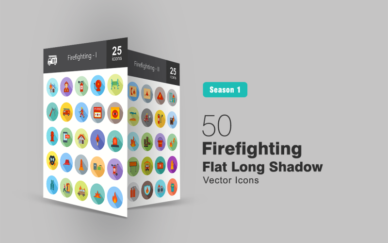 Download Набор иконок "50 Firefighting Flat Long Shadow Icon Set" / 50 Firefighting Flat Long Shadow Icon Set - Набор иконок на тему графика fire,icon,firefighting,extinguisher,alarm,hose,water,hydrant,matchstick,siren,oxygen,mask,cone,ladders,car,on,explosion,axe,emergency,danger