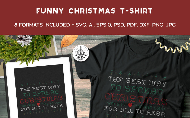 Download T-shirt Design "Funny Ugly Christmas Design - T-shirt Design" / Funny Ugly Christmas Design - T-shirt Design - T-shirt Design на тему графика christmas tshirt party holiday xmas vector logo print sweater new year ugly branding decoration template svg christmas badges funny typography