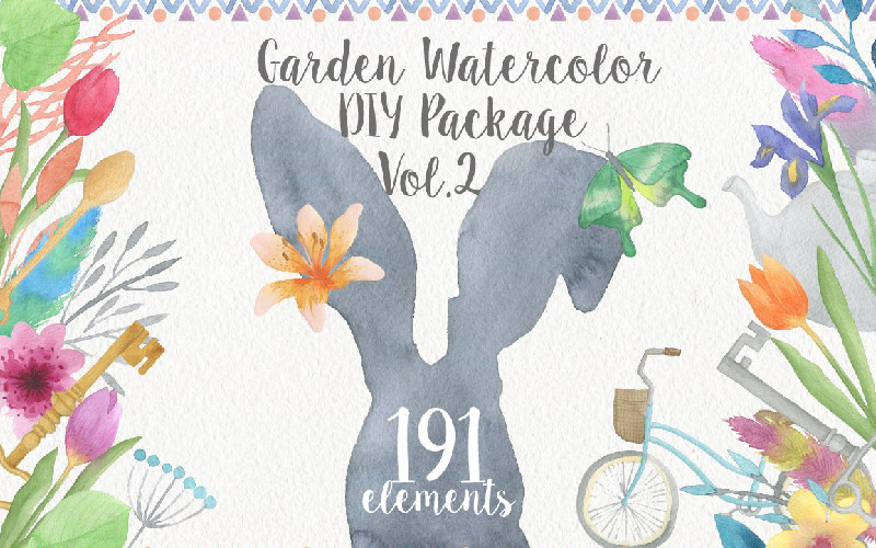 Download Иллюстрация "Garden Watercolor DIY - Illustration" / Garden Watercolor DIY - Illustration - Иллюстрация на тему графика watercolor animals garden watercolour flower floral botanical flower floral wedding leaf leaves logo logos invitation card rsvp save the date