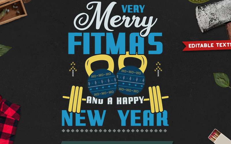 Download T-shirt Design "Merry Fitmas and Happy New Year - T-shirt Design" / Merry Fitmas and Happy New Year - T-shirt Design - T-shirt Design на тему графика christmas,tshirt,party,holiday,xmas,vector,logo,print,sweater,new,year,ugly,branding,decoration,template,svg,christmas,badges,fitness,gym
