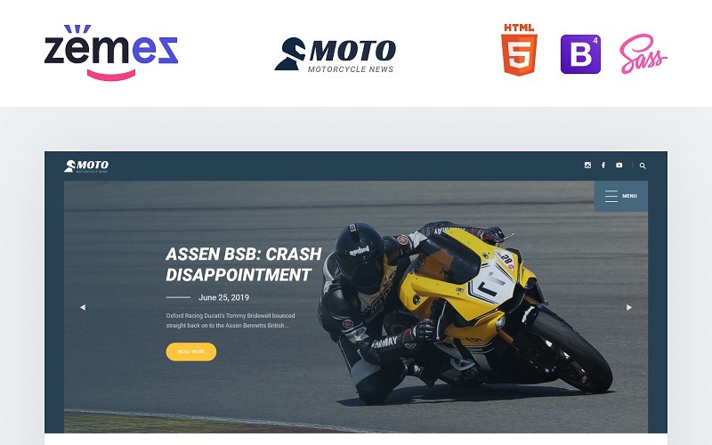 Motorcycle News site Template TemplateMonster