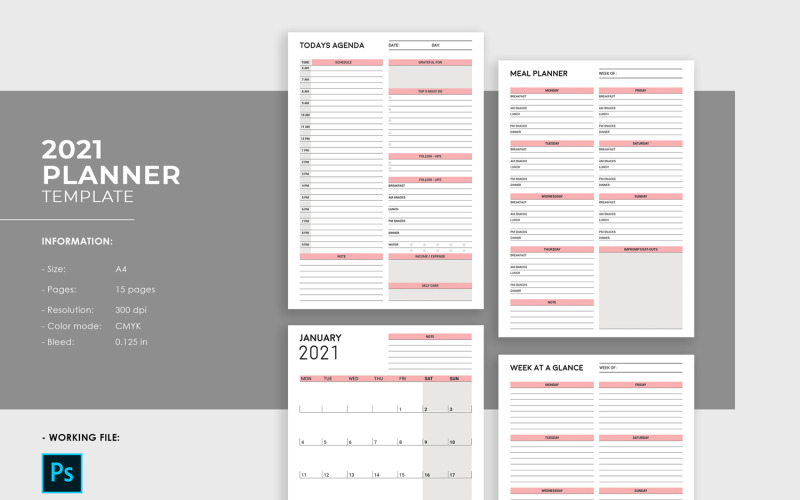 Download Фирменный стиль "Sistec Daily Planner Calendar Design - Corporate Identity Template" / Sistec Daily Planner Calendar Design - Corporate Identity Template - Фирменный стиль на тему графика planner,calendar,meal,agenda,work,daily,monthly,weekly,design,template,printable,2020,photoshop,psd,planner 2021