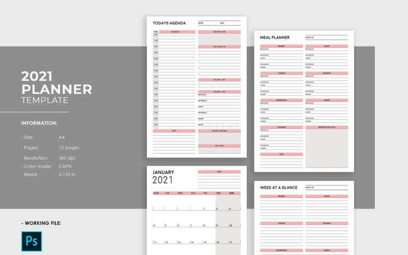 Sistec Daily Planner Calendar Design - Modelo de identidade corporativa