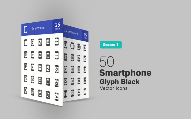 Download Набор иконок "50 Smartphone Glyph Icon Set" / 50 Smartphone Glyph Icon Set - Набор иконок на тему графика smartphone,icon,cell,phone,call,battery,email,code,screen,favorites,starred,wifi,power,restart,user,locked,passcode,pattern,gestures,vibration