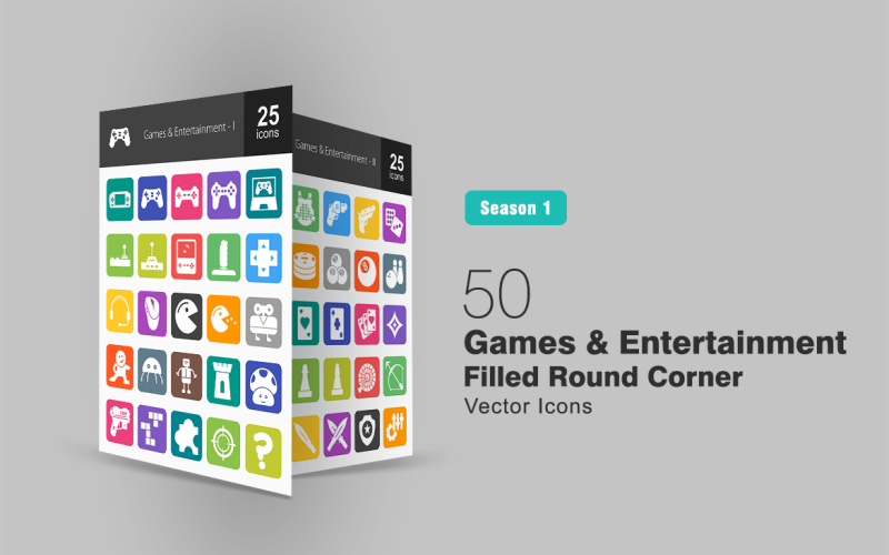 Download Набор иконок "50 Games & Entertainment Filled Round Corner Icon Set" / 50 Games & Entertainment Filled Round Corner Icon Set - Набор иконок на тему графика games icon entertainment video playstation gaming console online headphones mouse character robot castle gun bricks puzzle target revolver iconbunny