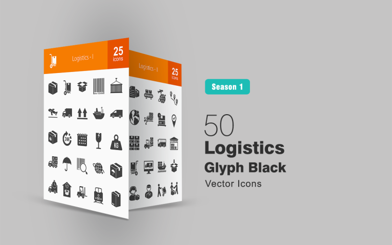50 logistiek Glyph Icon Set