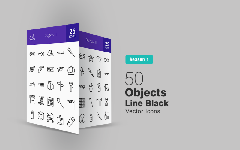 50 nesne satırı Icon Set