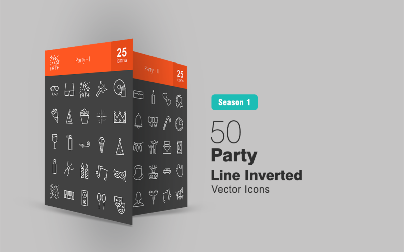 50 Party Line fordított ikon készlet