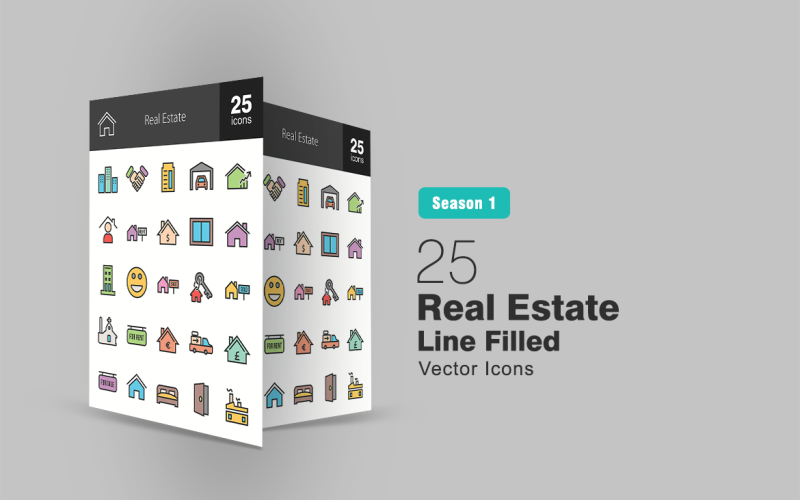 Download Набор иконок "26 Real Estate Filled Line Icon Set" / 26 Real Estate Filled Line Icon Set - Набор иконок на тему графика real estate icon property business housing house home rent sale shipment factory bedroom door window mall building customer apartment iconbunny