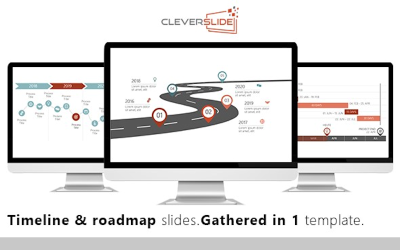 Tijdlijn & Roadmap-dia's PowerPoint-sjabloon