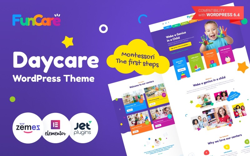 FunCare - Ljust och trevligt WordPress-tema för daghemshemsidor