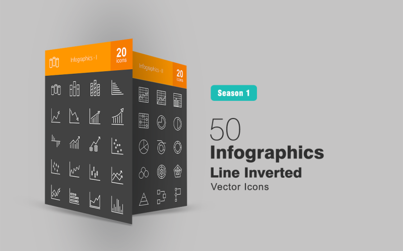 Download Набор иконок "40 Infographics Line Inverted Icon Set" / 40 Infographics Line Inverted Icon Set - Набор иконок на тему графика infographics icon graphs charts statistics bars cylindrical vertical horizontal bar chart rising line declining inflation graphical representation flowchart donut scatter