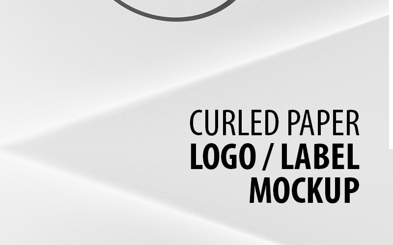 Download Мокап для продукта "Logo and label on a curled page product mockup" / Logo and label on a curled page product mockup - Мокап для продукта на тему графика logo label tag show showcase display presentation company brand branding
