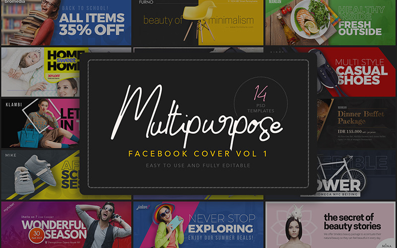 Multipurpose Facebook-omslagsmallar för sociala medier
