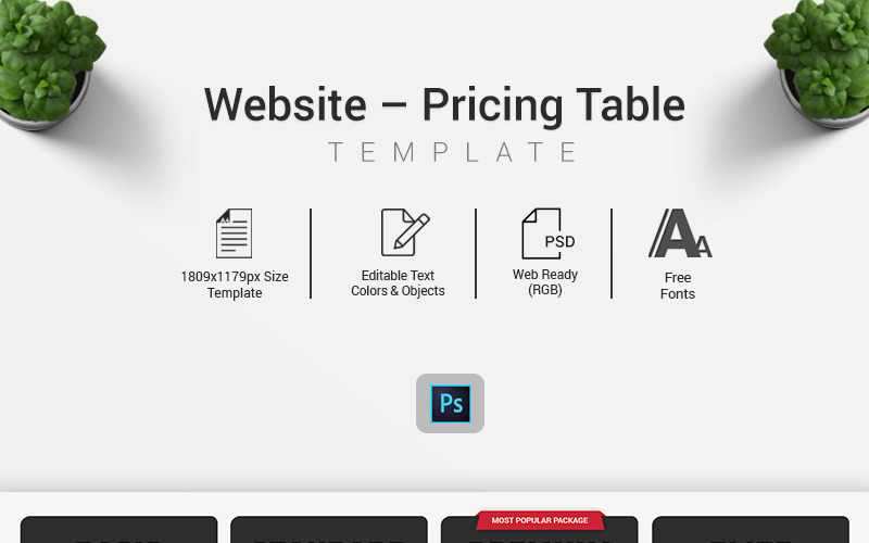 Веб-сайт - шаблон таблиці цін PSD шаблон