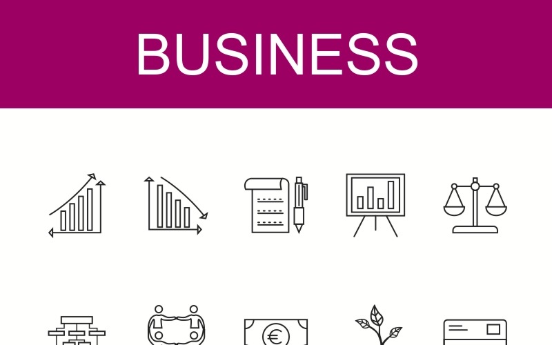 Download Набор иконок "1-Business Line Black Icon Set" / 1-Business Line Black Icon Set - Набор иконок на тему графика icon vector design illustration business line report graph document scale structure euro team work women breifcase payment setting award bank