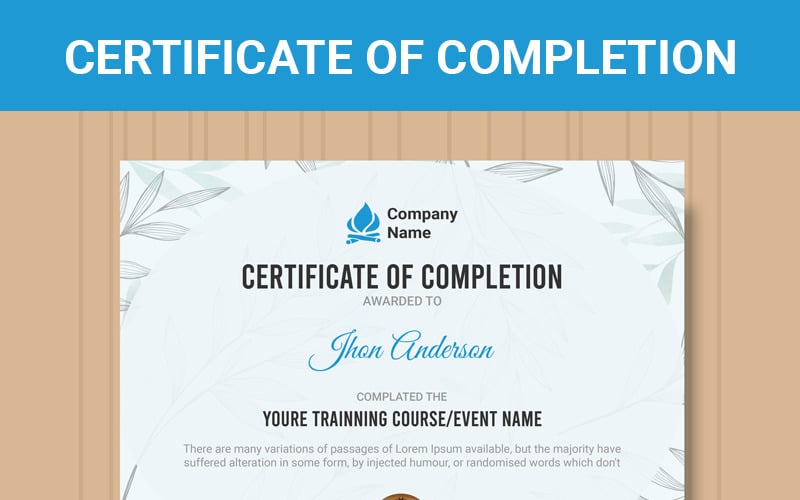 Flexible Professional Completion Certificate Template