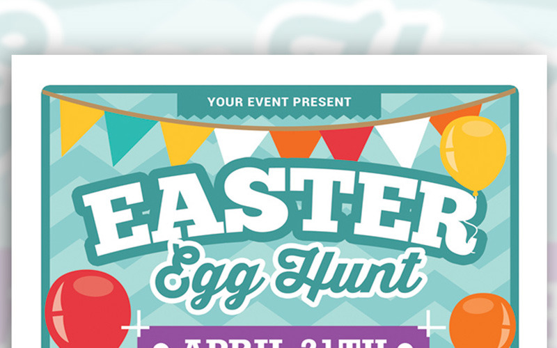 Download Фирменный стиль "Easter Egg Hunt - Corporate Identity Template" / Easter Egg Hunt - Corporate Identity Template - Фирменный стиль на тему графика celebration color colorful design easter flyer poster egg hunt event template holiday invitation print ready psd retro spring summer text