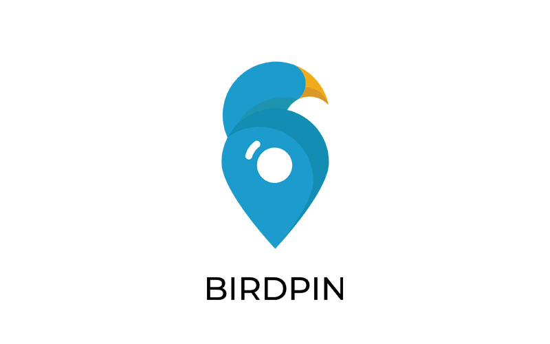 Download Шаблон логотипа "Birdpin Logo Template" / Birdpin Logo Template - Шаблон логотипа на тему графика advertising art logo bird pin booking colorful flying humming humming-bird outdoor nature wing print shop brand