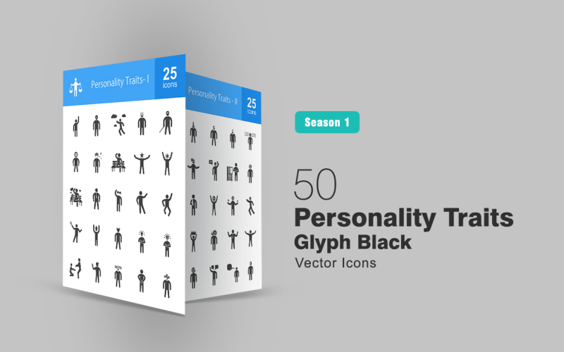 Download Набор иконок "50 Personality Traits Glyph Icon Set" / 50 Personality Traits Glyph Icon Set - Набор иконок на тему графика personality,icon,active,alien,ambitious,attractive,brave,brilliant,carefree,cheerful,confident,expert,generous,humble,naive,nerd,optimistic,organized,patient,practical