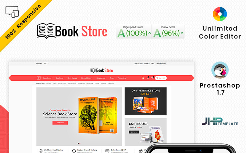 PrestaShop-temat för Mega Book Mall