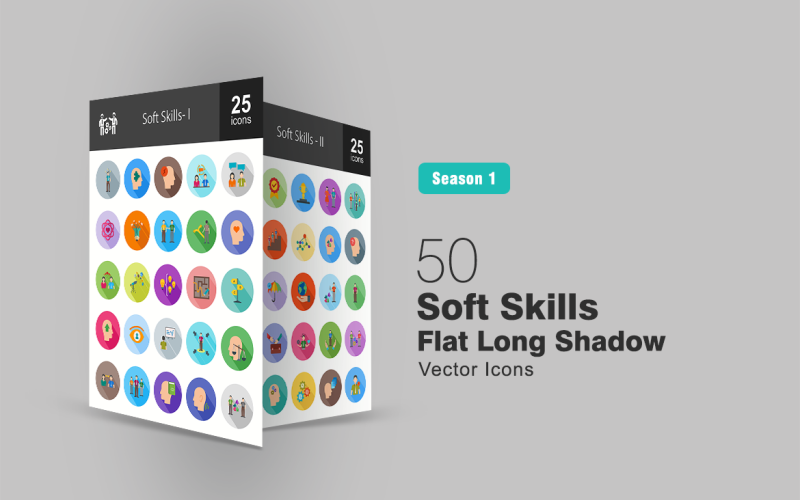 Download Набор иконок "50 Soft Skills Flat Long Shadow Icon Set" / 50 Soft Skills Flat Long Shadow Icon Set - Набор иконок на тему графика skills,icon,anger,management,brainstorming,behavior,coach,mentor,communication,decision,making,empathy,trust,growth,impression,training,influence,integrity,transparency,leadership