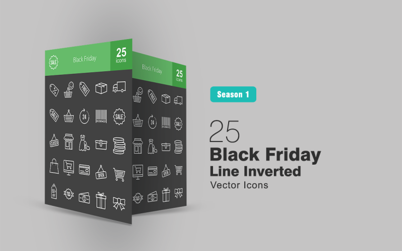 Download Набор иконок "25 Black Friday Line Inverted Icon Set" / 25 Black Friday Line Inverted Icon Set - Набор иконок на тему графика discount icon black friday observance happy customer free parcel delivery tag sale shopping limitedtimeoffer barcode closed shop ladies wallet coins
