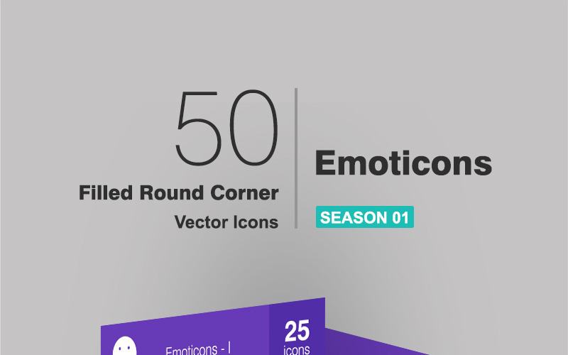 50 emoticons gevuld ronde hoek Icon Set