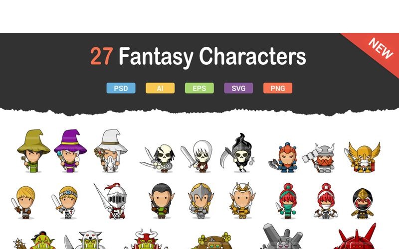 Download Набор иконок "27 Fantasy Characters Icon Set" / 27 Fantasy Characters Icon Set - Набор иконок на тему графика 