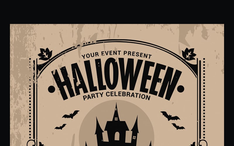 Halloween Party Vintage Flyer - modelo de identidade corporativa